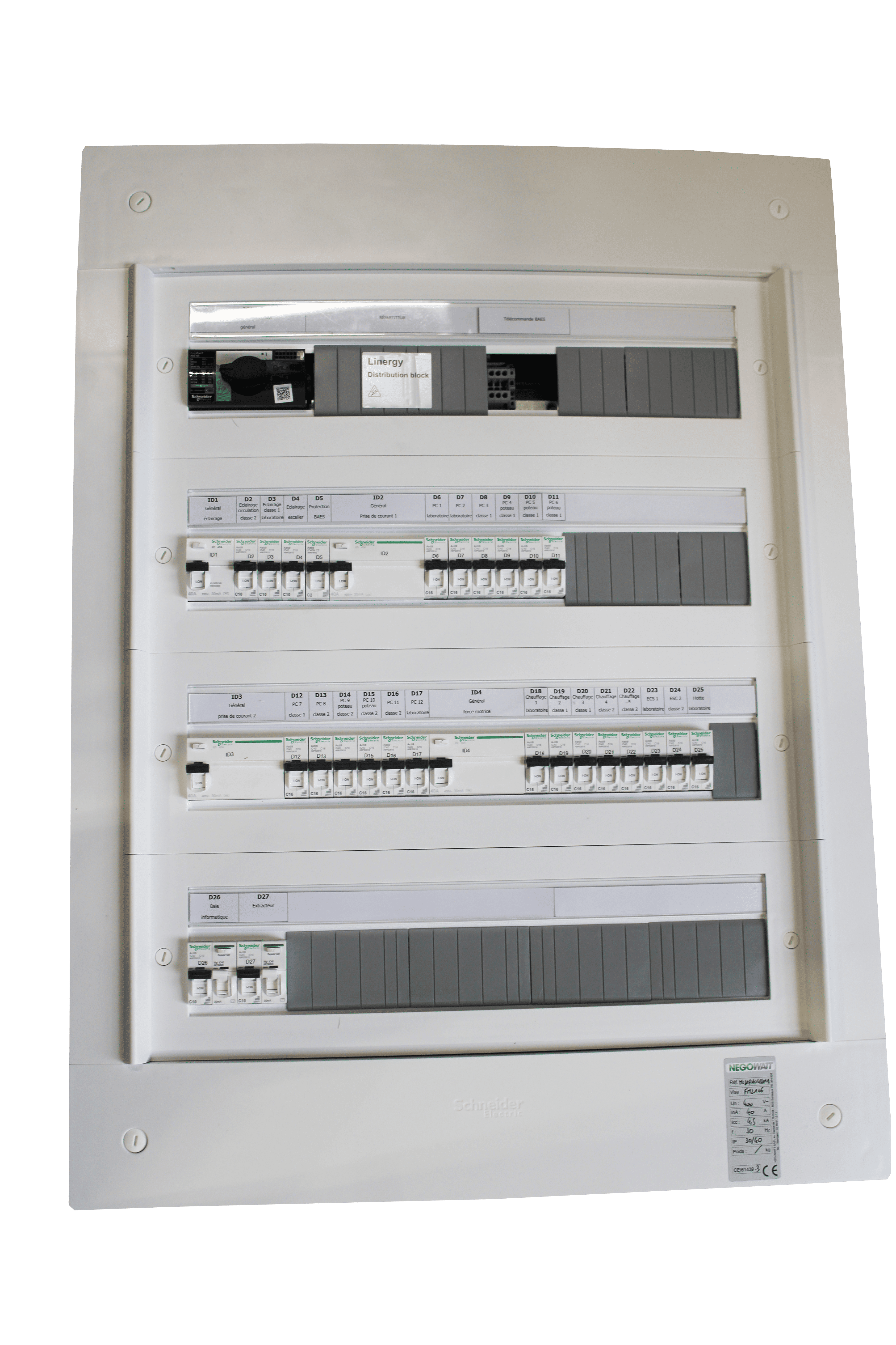 Tableau de distribution loge M1 - 40A - IP30/40 - 4,5kA - MCSCPA0455M1